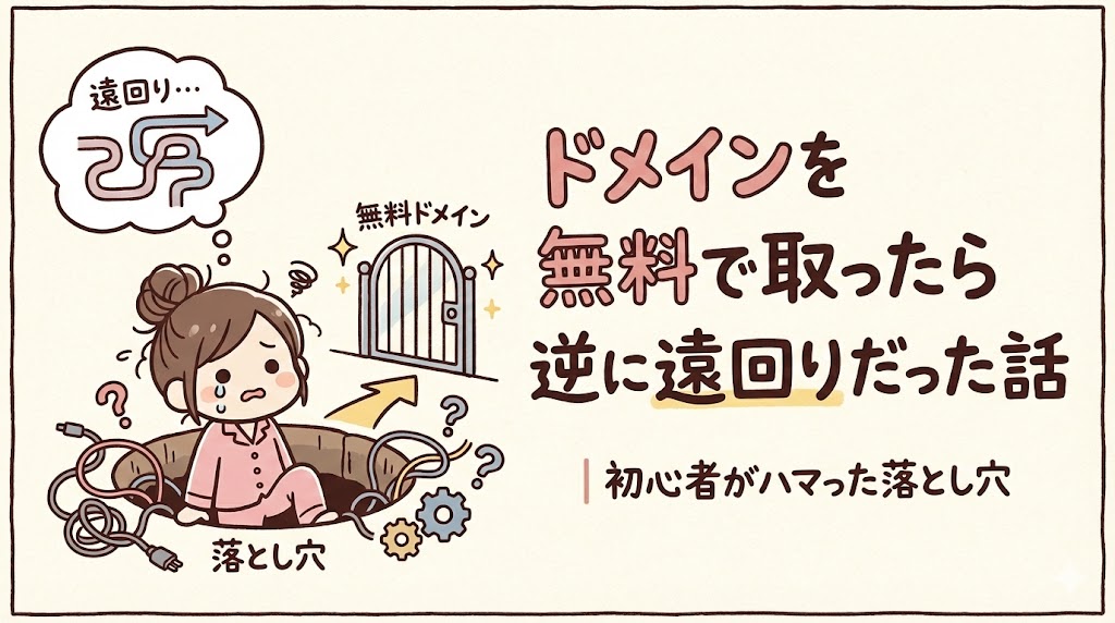 ドメインを無料で取得したら設定で迷い遠回りになった初心者の体験談アイキャッチ画像
